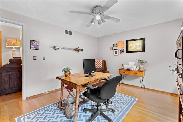 133 Parklands Dr, Greece, NY 14616 - home office with a ceiling fan and light wood-style flooring
