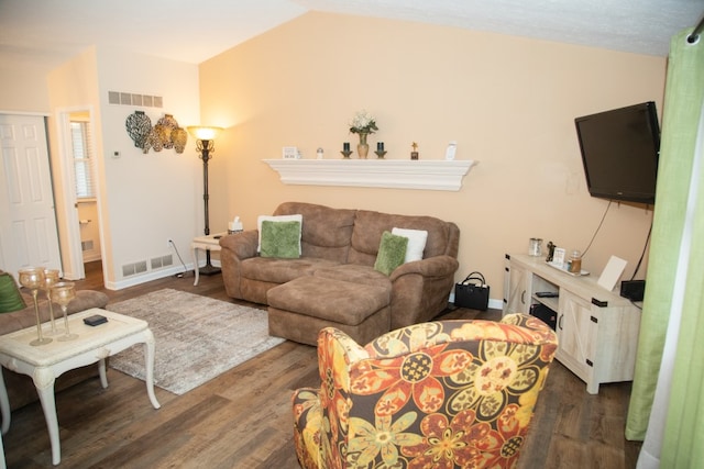 47 Flower Dale Cir, Greece, NY 14626 - living room with dark wood-style floors and lofted ceiling