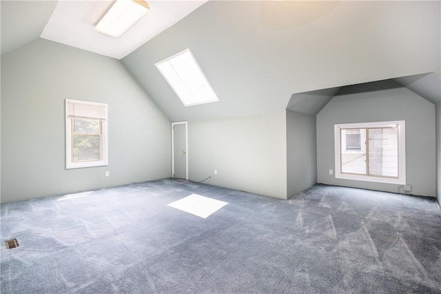 34 Shepard St, Rochester, NY 14620 - additional living space with vaulted ceiling, a skylight, and carpet floors