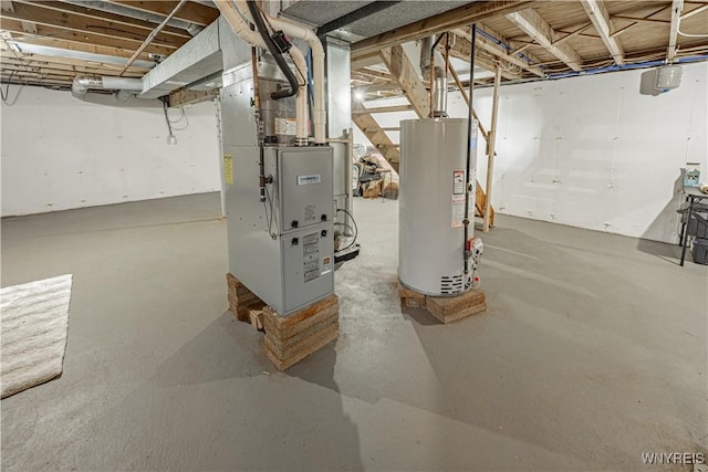 1558 Youngstown Wilson Rd, Porter, NY 14174 - unfinished basement featuring gas water heater and heating unit