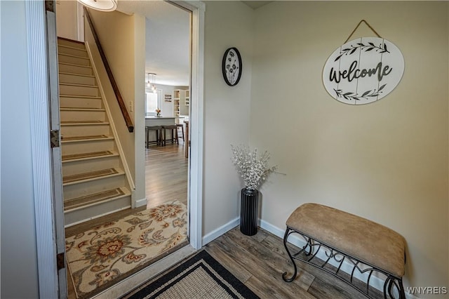 1558 Youngstown Wilson Rd, Porter, NY 14174 - doorway featuring wood finished floors and stairs