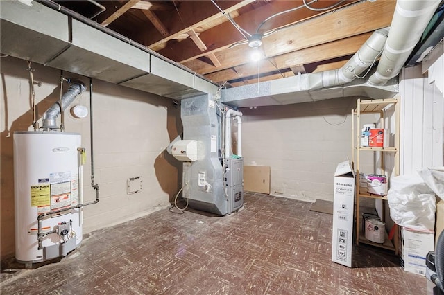 25 Kiniry Dr, Irondequoit, NY 14609 - unfinished below grade area featuring water heater, dark flooring, and heating unit