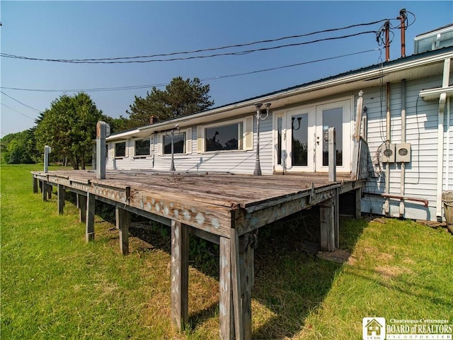 5030 Rte 430, Ellery, NY 14712 - back of property with a deck, a yard, and french doors