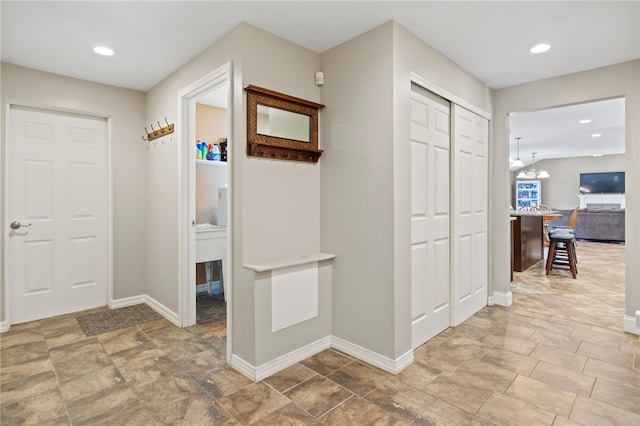 1258 State Rd, Webster, NY 14580 - corridor with recessed lighting and stone finish floors