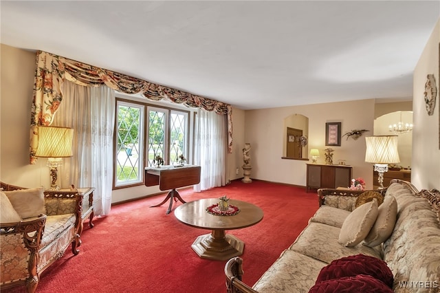 6182 Townline Rd, Wheatfield, NY 14094 - living room with carpet and a chandelier