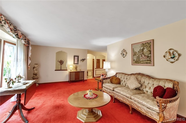 6182 Townline Rd, Wheatfield, NY 14094 - living area with arched walkways and carpet floors