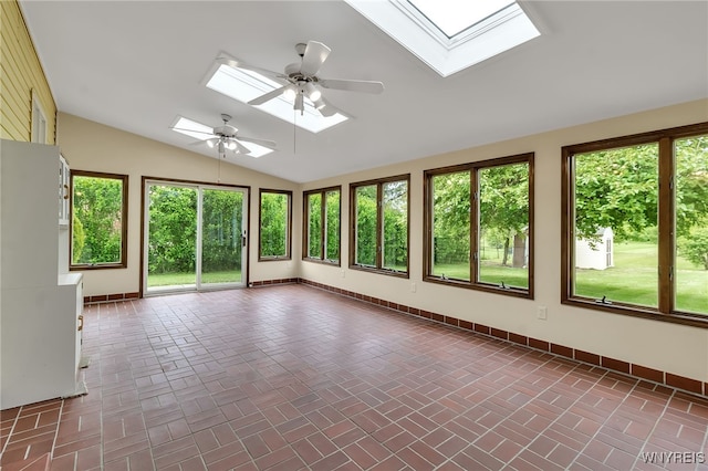 6182 Townline Rd, Wheatfield, NY 14094 - unfurnished sunroom featuring a skylight and vaulted ceiling