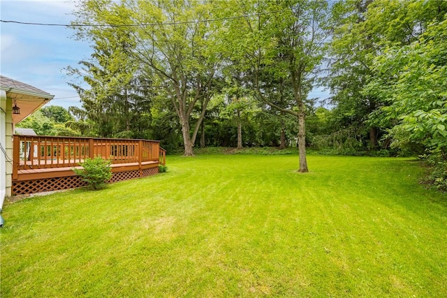 16 Clearview Dr, Henrietta, NY 14534 - view of grassy yard with a deck