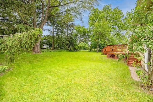 16 Clearview Dr, Henrietta, NY 14534 - view of green lawn with a deck