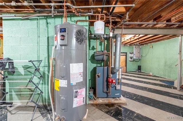 4535 Ransom Rd, Clarence, NY 14031 - utilities featuring water heater, electric panel, and a heating unit