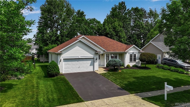 139 Autumn Creek Ct, Amherst, NY 14051 - ranch-style home featuring asphalt driveway, a garage, and a front yard
