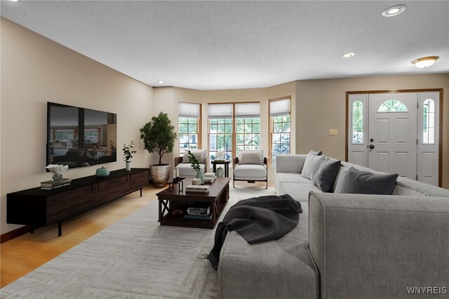 139 Autumn Creek Ct, Amherst, NY 14051 - living room featuring plenty of natural light, light wood-style flooring, recessed lighting, and a textured ceiling