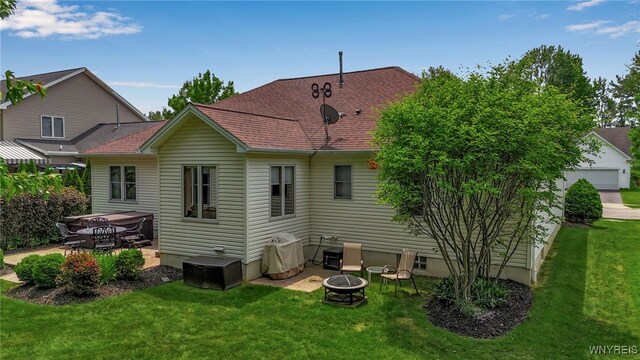 139 Autumn Creek Ct, Amherst, NY 14051 - back of house with an outdoor fire pit, a yard, a patio area, and roof with shingles