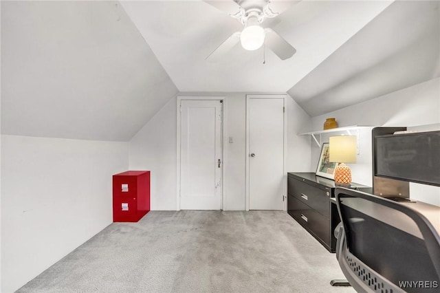 176 Mount Vernon Rd, Amherst, NY 14226 - office area with carpet floors, ceiling fan, and lofted ceiling