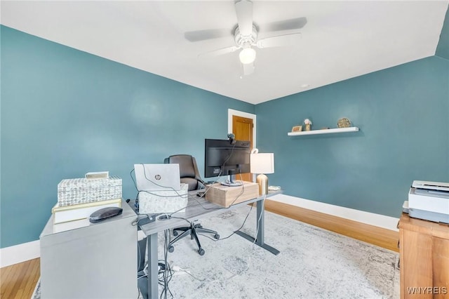176 Mount Vernon Rd, Amherst, NY 14226 - home office with wood finished floors and a ceiling fan