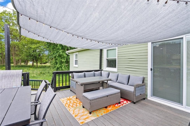 716 Flynn Rd, Greece, NY 14612 - wooden terrace with an outdoor living space and outdoor dining space