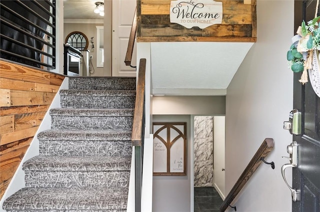 716 Flynn Rd, Greece, NY 14612 - staircase featuring ornamental molding