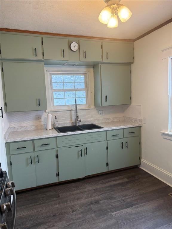 340 Webber Pl, Elmira-City, NY 14901 - kitchen with tasteful backsplash, range, light countertops, crown molding, and a ceiling fan
