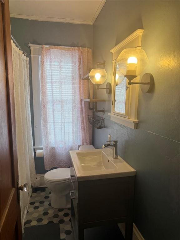 340 Webber Pl, Elmira-City, NY 14901 - bathroom featuring vanity, plenty of natural light, and ornamental molding