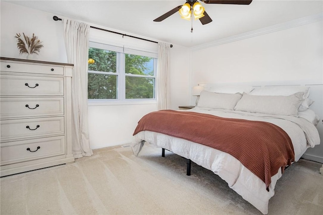 55 Creighton Ln, Greece, NY 14612 - bedroom featuring light colored carpet, ceiling fan, and ornamental molding