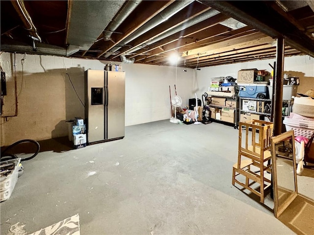 55 Creighton Ln, Greece, NY 14612 - unfinished basement with stainless steel fridge with ice dispenser