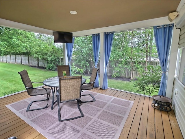 40 Ice Rose Ln, Henrietta, NY 14623 - wooden deck featuring a fenced backyard and outdoor dining area
