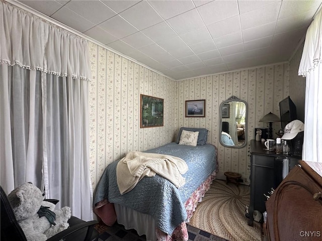 11797 State Route 70, Grove, NY 14884 - bedroom featuring wallpapered walls, ornamental molding, and carpet