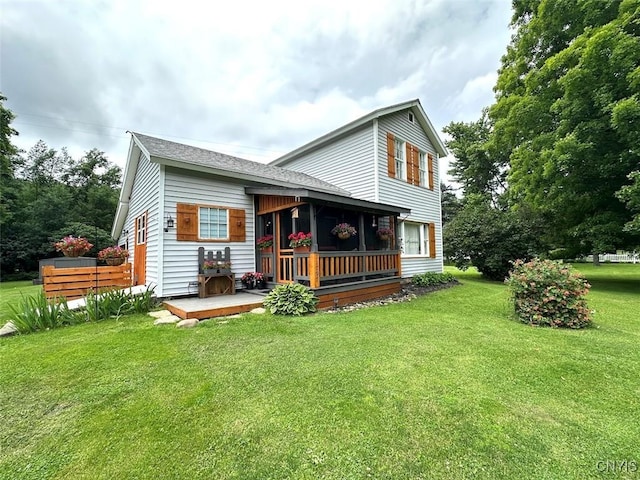 11797 State Route 70, Grove, NY 14884 - back of property featuring a yard, roof with shingles, and a deck