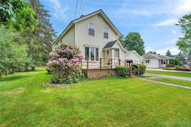 158 Elk St, Concord, NY 14141 - traditional-style home featuring a deck and a front yard