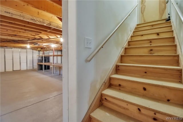 11131 Harlow Rd, Darien, NY 14004 - staircase featuring concrete floors