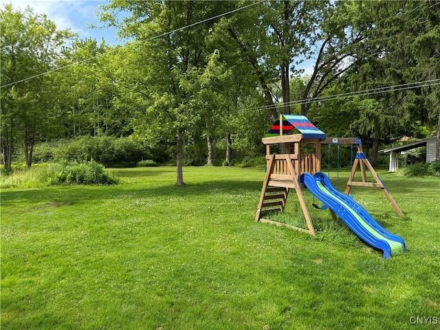 4935 N Jefferson St, Richland, NY 13142 - view of jungle gym featuring a yard