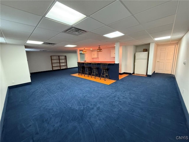 5326 Bunker Hill Way, Onondaga, NY 13207 - unfurnished room featuring bar, dark carpet, and a drop ceiling