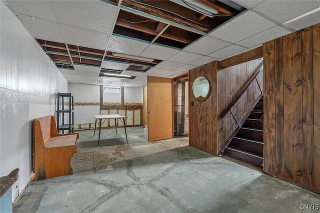 107 Edgeware Rd, Salina, NY 13208 - finished below grade area with wood walls, stairs, and a drop ceiling