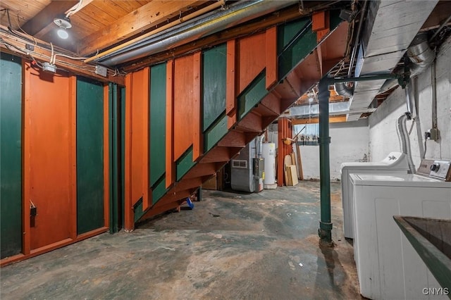 107 Edgeware Rd, Salina, NY 13208 - unfinished below grade area featuring washing machine and clothes dryer and electric water heater