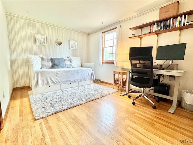 230 Thornton Cir S, Camillus, NY 13031 - bedroom with wood finished floors, crown molding, and a desk