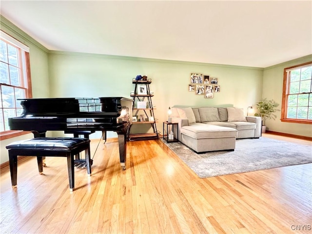 230 Thornton Cir S, Camillus, NY 13031 - living room with hardwood / wood-style flooring and crown molding