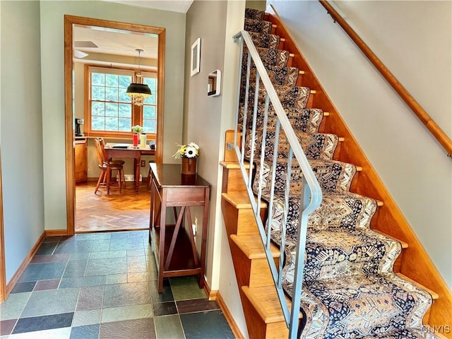 230 Thornton Cir S, Camillus, NY 13031 - stairs featuring baseboards and stone finish flooring