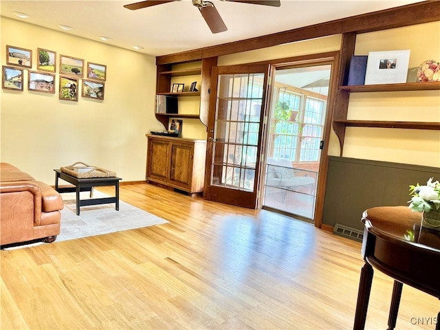 230 Thornton Cir S, Camillus, NY 13031 - living area with a ceiling fan, light wood-type flooring, and recessed lighting