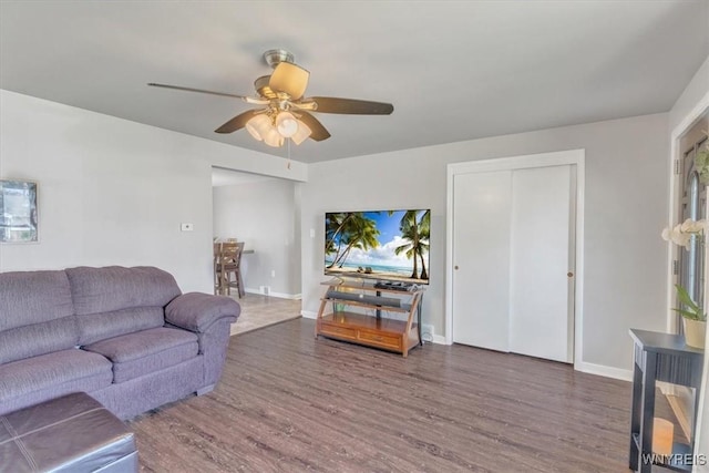 84 Kurtz Ave, Lancaster, NY 14086 - living room featuring wood finished floors and a ceiling fan