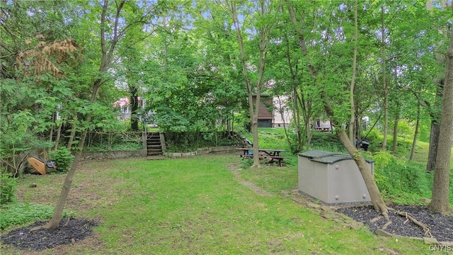 135 Strong Ave, Syracuse, NY 13210 - view of grassy yard featuring stairway