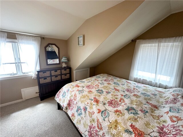 5968 E Lake Rd, Conesus, NY 14435 - bedroom featuring vaulted ceiling and carpet flooring