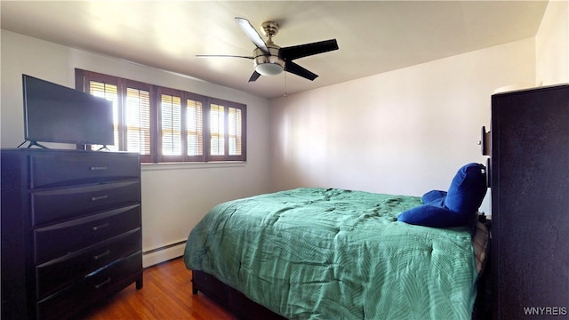 115 Southgate Rd, Cheektowaga, NY 14215 - bedroom with wood finished floors, ceiling fan, and a baseboard heating unit