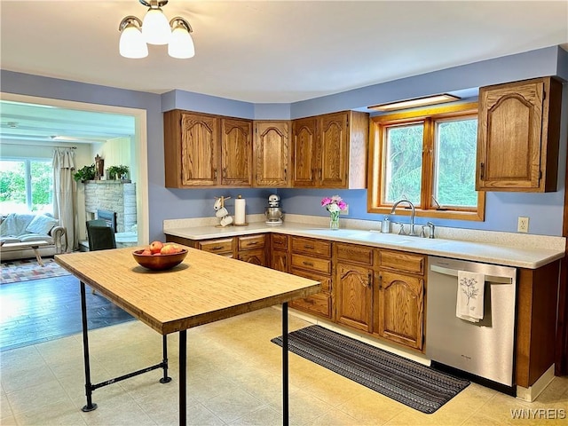 40 June Dr, Elma, NY 14059 - kitchen with dishwasher, brown cabinets, and light countertops