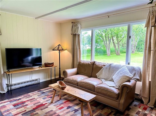 40 June Dr, Elma, NY 14059 - living area with a baseboard radiator and wood finished floors