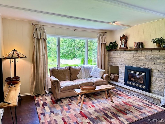 40 June Dr, Elma, NY 14059 - living room with wood finished floors and a fireplace