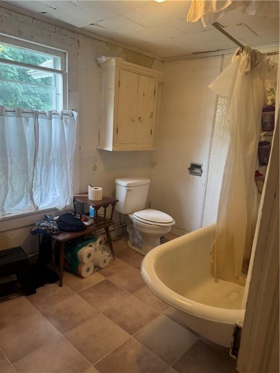 204 Owego St, Montour, NY 14865 - bathroom featuring a shower with curtain, a tub, and tile patterned flooring