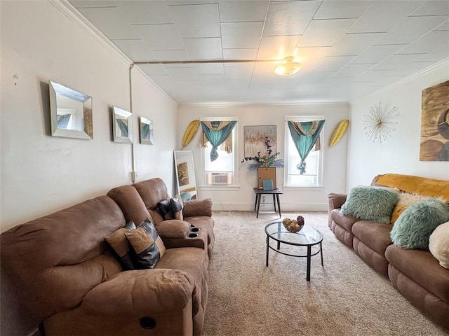 149 Post Ave, Rochester, NY 14619 - living area with ornamental molding, carpet flooring, and cooling unit