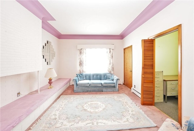 236 Weimar St, Buffalo, NY 14206 - living room featuring a baseboard heating unit and carpet floors
