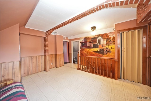 236 Weimar St, Buffalo, NY 14206 - living area featuring a wainscoted wall and wooden walls