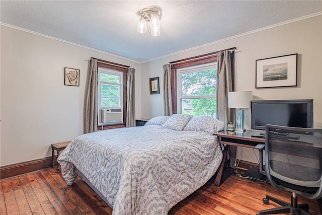 70 Field St, Rochester, NY 14620 - bedroom with wood-type flooring, crown molding, cooling unit, and an office area